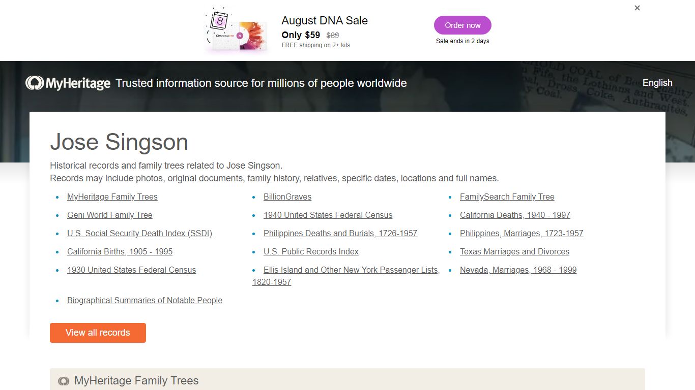 Jose Singson - Historical records and family trees ...